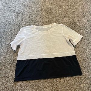 Mesh nude and black cropped tee